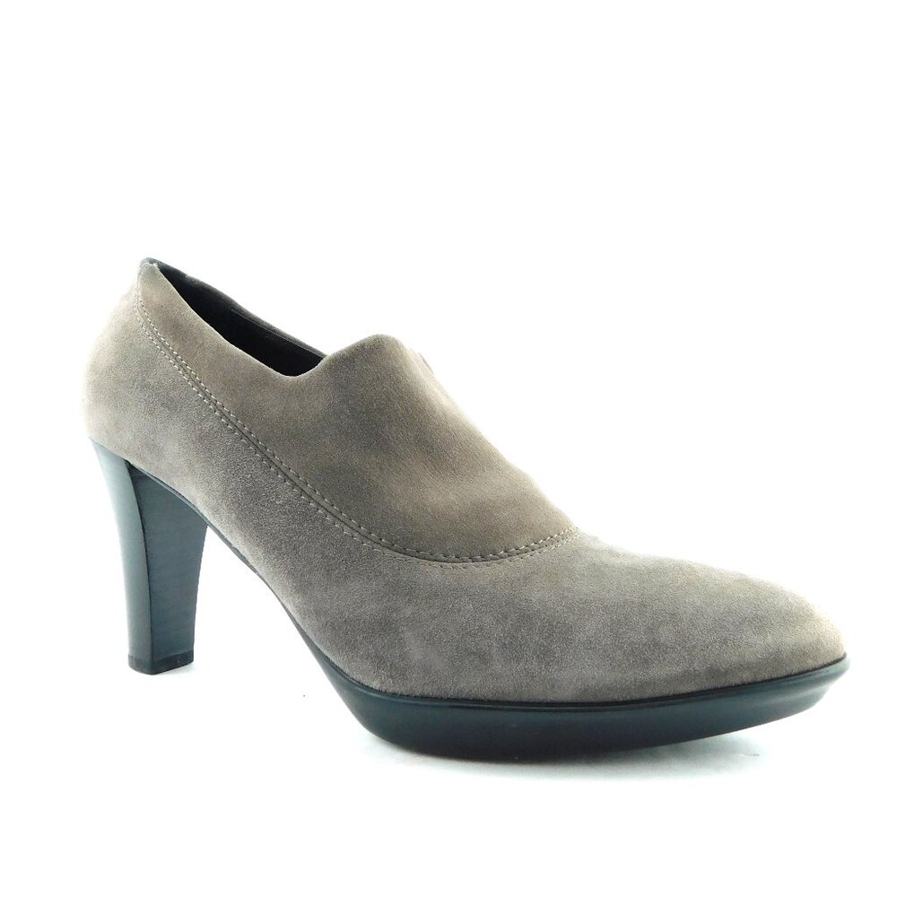 AQUATALIA Gray Suede Leather Weatherproof Ankle Booties Heels Pumps 8 - Picture 3 of 8